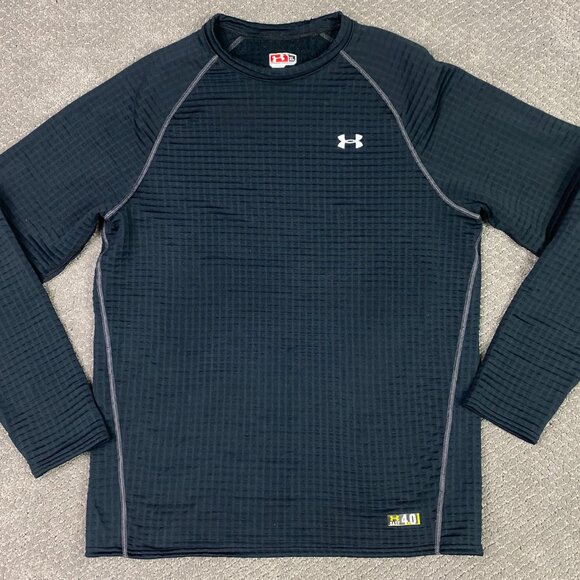 Under Armour Shirt Men's XL Black Base 4.0 Waffle Knit Base Layer Long Sleeve - Picture 1 of 10